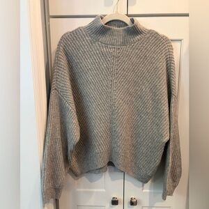Express Ribbed Gray Cowl Neck Sweater
